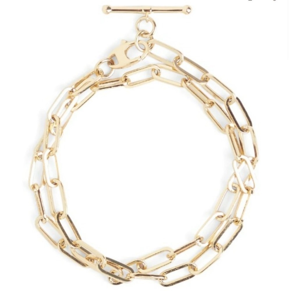 NWT Loren Stewart Double Wrap Toggle Bracelet Gold Plated MSRP $262